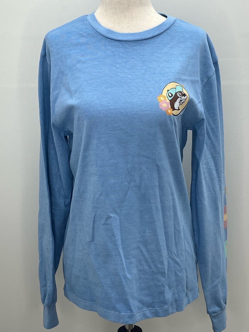 NWT Bucee's Blue Be The Reason Smiles Graphic Long Sleeve T-Shirt Small